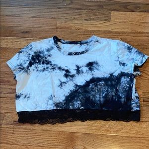 Black and white tie dye crop top
